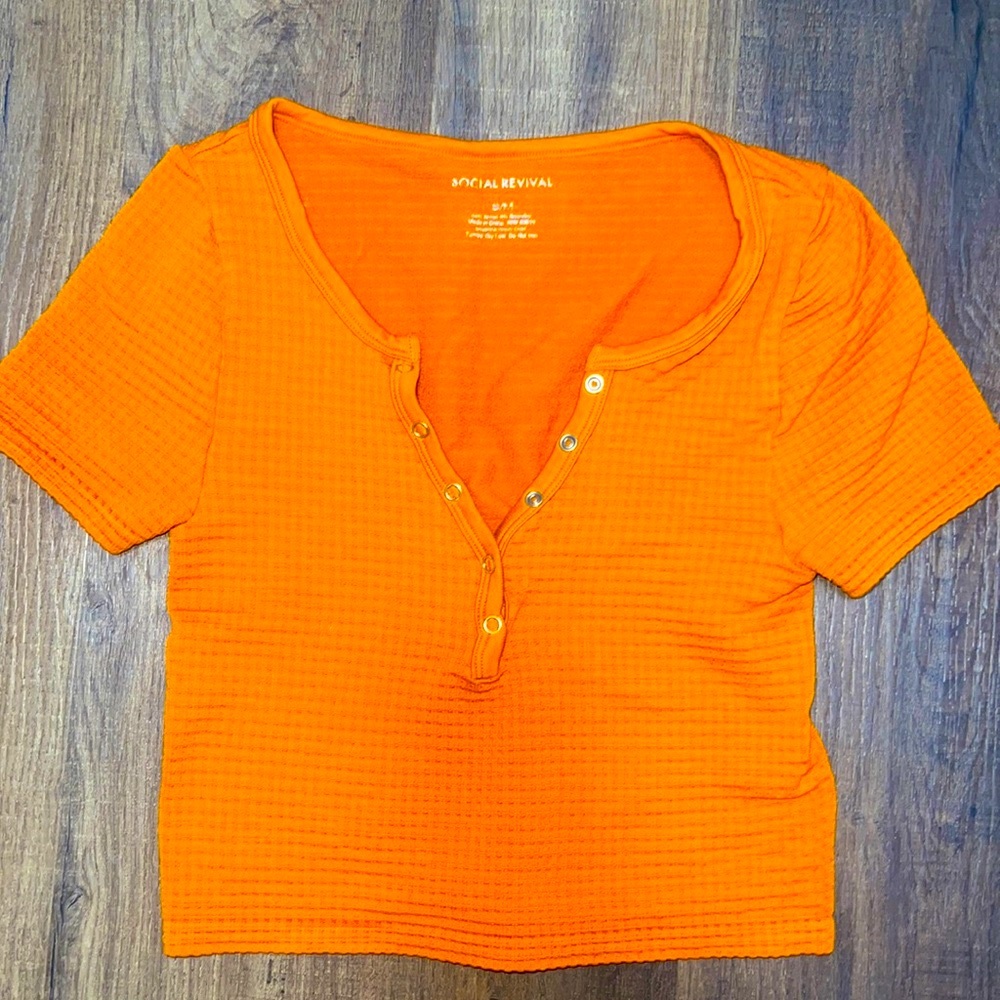TJ Maxx Social Revival Stretchy Waffle Knit Crop Top